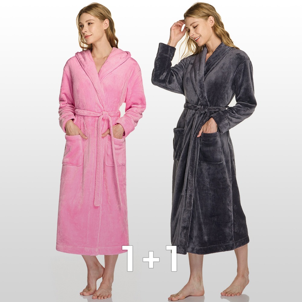 [1+1] 여성 밍크 플리스 파자마 잠옷 가운 로브 CQ-WPR510